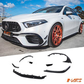 Gloss Black Front Bumper Aero lip Spoiler & Side Blade Canards Bodykit for Mercedes - Benz W177 A45 AMG 2019 - 2024 - Mars Performance