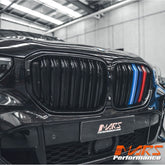 Gloss Black Front Bumper bar Kidney Grille Grill Bodykit with 3 colour Stripes for BMW X5 G05 & X5M F95 2018 - 2023 - Mars Performance