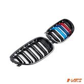 Gloss Black Front Bumper bar Kidney Grille Grill Bodykit with Colour Stripes for BMW 5 - Series E60 E61 2003 - 2009 & M5 - Mars Performance