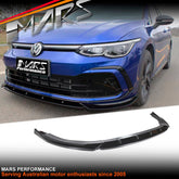 Gloss Black Front Bumper bar Lower lip Spoiler Bodykit for Volkswagen VW Golf VIII MK - 8 GTi & R - line 2021 - 2024 - Mars Performance