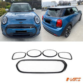 Gloss Black Front Grill & Head lights Tail lights Trim Cover for Mini Cooper F56 F55 Hatch F57 Convertible 2020 - 2023 - Mars Performance