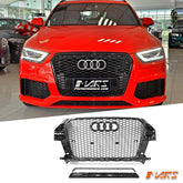 Gloss Black Honeycomb RS - Q3 Style Front Bumper Bar Grille Grill Bodykit for AUDI Q3 8U 2012 - 2014 - Mars Performance