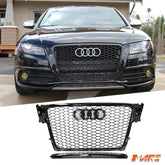 Gloss Black Honeycomb RS4 Style Front Bumper Bar Grille Grill Bodykit for AUDI A4 S4 B8 2009 - 2011 - Mars Performance