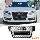 Gloss Black Honeycomb RS5 Style Front Bumper Bar Grille Grill Bodykit for AUDI A5 S5 8T 2008 - 2012 - Mars Performance