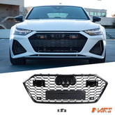 Gloss Black Honeycomb RS7 Style Front Bumper Bar Grille Grill Bodykit for AUDI A7 S7 4K 2019 - 2024 - Mars Performance