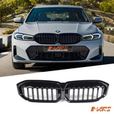 Gloss Black M Sport Style Front Bumper Bar Grill Grille Bodykit for BMW 3 - Series G20 Sedan & G21 Wagon, LCI 2022 - 2024 - Mars Performance