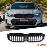 Gloss Black M Sport Style Front Bumper Bar Grill Grille Bodykit for BMW 3 - Series G20 Sedan & G21 Wagon, LCI 2022 - 2024 - Mars Performance