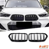 Gloss Black M Style Front Bumper bar Kidney Grille Grill Bodykit for BMW X2 F39 2017 - 2022 - Mars Performance