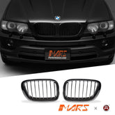 Gloss Black M Style Front Kidney Grille Grill Bodykit for BMW X5 E53 2000 - 2003 Pre LCI - Mars Performance