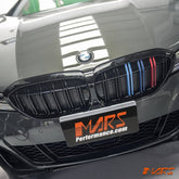 Gloss Black M3 Style Front Bumper Bar Grill Grille Bodykit with 3 colour stripes for BMW 3 - Series G20 Sedan & G21 Wagon, Pre LCI 2018 - 2022 - Mars Performance