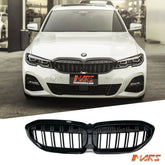 Gloss Black M3 Style Front Bumper Bar Grill Grille for BMW 3 - Series G20 Sedan & G21 Wagon, Pre LCI 2018 - 2022 - Mars Performance