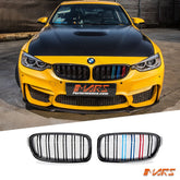 Gloss Black M3 Style Front Bumper Bar Kidney Grille Grill Bodykit with colour stripes for BMW 3 Series F30 Sedan & F31 Wagon 2012 - 2018 - Mars Performance