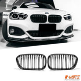 Gloss Black M4 style Front Bumper Bar Kidney Grille Grill Bodykit for BMW 1 Series F20 Hatch LCI 2015 - 2019 - Mars Performance