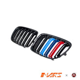 Gloss Black M4 Style Front Bumper bar Kidney Grille with colour stripes for BMW X1 E84 2009 - 2014 - Mars Performance