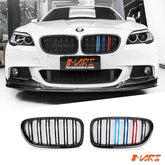Gloss Black M5 Style Front Bumper Bar Kidney Grille with colour stripes for BMW 5 Series F10 & F11 2010 - 2016 - Mars Performance