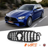 Gloss Black Panamericana Front Bumper Bar Grill Bodykit for Mercedes - Benz E - Class E63 - S AMG W213 Facelift 2020 - 2023 - Mars Performance