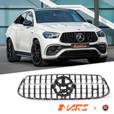 Gloss Black Panamericana Front Bumper Bar Grille Grill Bodykit for Mercedes - Benz W167 GLE - Class GLE63 AMG V167 Hatch & C167 Coupe 2019 - 2025 - Mars Performance