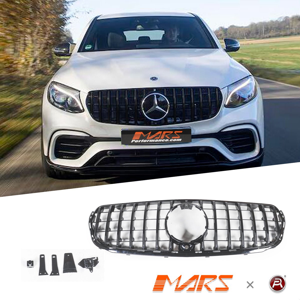 For Mercedes X253 C253 GLC63 AMG 18 19 Black Panamericana Bumper Grill for-mercedes-x253-c253-glc63-amg-18-19-black-panamericana-bumper-grill