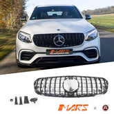 Gloss Black Panamericana Front Bumper Bar Grille Grill Bodykit for Mercedes - Benz X253 C253 GLC - Class GLC63 AMG 2018 - 2019 - Mars Performance