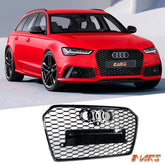 Gloss Black RS6 Style Front Bumper Bar Grille Grill Bodykit for AUDI A6 C7 2015 - 2017 update - Mars Performance