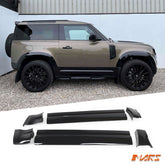Gloss Black Side Door Moulding Skirts Trim Bodykit for Land Rover Defender L663 90 2020 - 2025 - Mars Performance