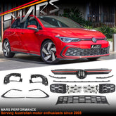 GTi Style Front Bumper Bar Updade Bodykit with Grill for Volkswagen VW Golf R - Line VIII MK - 8 2021 - 2024 - Mars Performance