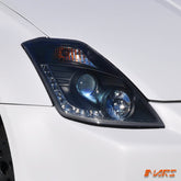 JDM Black LED DRL Projector Head Lights for Nissan Z33 350Z 2006 - 2008 Series 2 - Mars Performance