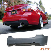 M Tech Sport Style Rear Bumper Bar Bodykit with Twin Exhaust Outlet for BMW 3 Series E90 Sedan 335i 2005 - 2011 - Mars Performance