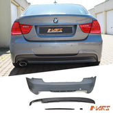 M Tech Sports Style Rear Bumper Bar Bodykit with Single Exhaust Outlet for BMW 3 Series E90 Sedan 2005 - 2011 - Mars Performance