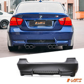 M3 Style Rear Bumper Bar Bodykit with Twin Exhaust Outlet for BMW 3 - Series E90 Sedan 2005 - 2011 - Mars Performance