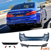 M5 Style Rear Bumper Bar Bodykit with Diffuser for BMW 5 - Series G30 Sedan 2017 - 2023 - Mars Performance
