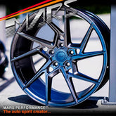MARS MP - T4 Hyper Black 19 Inch Twist Spork Concave Alloy Wheels Rims 5x114.3 - Mars Performance