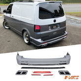 MARS Rear Bumper Bar Bodykit & Dual Exhaust Outlet Tips for Volkswagen VW Transporter & Multivan T5 T5.1 2004 - 2015 - Mars Performance
