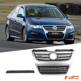 Matt Silver Front Bumper Bar Grille Grill Bodykit for VW Volkswagen Passat R36 B6 2006 - 2010 - Mars Performance