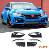 MK2 Style Fog Light Covers for Geninue Honda Civic X TYPE - R FK 2016 - 2022 Front Bumper Bar Bodykit - Mars Performance