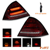 Red Clear LED 3D Stripe Bar Tail Lights with Sequential Indicators for Mercedes - Benz C - Class W203 Sedan 2000 - 2004 - Mars Performance