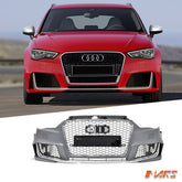 RS3 Style Front Bumper Bar Bodykit & Grille Grill for AUDI A3 S3 8V 2013 - 2016 Pre Update 5 doors Hatch - Mars Performance