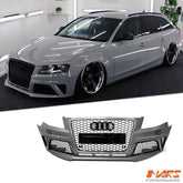 RS4 Style Front Bumper Bar Bodykit & Grille Grill for AUDI A4 S4 B8 2009 - 2011 Sedan & Avant - Mars Performance