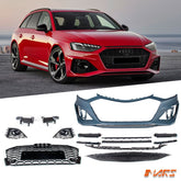 RS4 Style Front Bumper Bar Bodykit with Gloss Black Grille Grill for AUDI A4 S4 B9 2020 - 2024 - Mars Performance