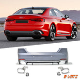 RS5 Style Rear Bumper Bar Bodykit with Diffuser & Exhaust Tips for AUDI A5 S5 F5 2016 - 2020 - Mars Performance