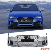 RS7 Style Front Bumper Bar Bodykit with Gloss Black Honeycomb Grille Grill for AUDI A7 4G 2015 - 2018 - Mars Performance