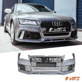 RS7 Style Front Bumper Bar Bodykit with Gloss Black Honeycomb Grille Grill for AUDI A7 S7 4G 2011 - 2014 - Mars Performance