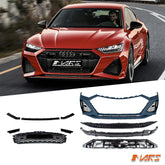 RS7 Style Front Bumper Bar Bodykit with Gloss Black Honeycomb Grille Grill for AUDI A7 S7 4K 2019 - 2024 - Mars Performance