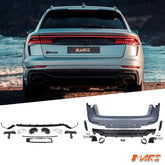 RSQ8 Style Rear Bumper bar with Diffuser Bodykit & Exhaust Tips for AUDI Q8 SQ8 F1 2018 - 2023 - Mars Performance