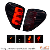 Smoked 3D Stripe Bar Full LED Tail Lights for Mitsubishi Triton UTE ML MN 2006 - 2015 - Mars Performance