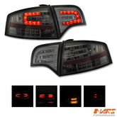 Smoked Black LED Tail Lights with LED Indicators for AUDI A4 S4 S - Line B7 2005 - 2008 4 doors Sedan - Mars Performance