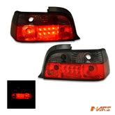 Smoked Red 3D LED Tail lights for BMW 3 - Series E36 2 Doors Coupe & Convertible 1991 - 1999 - Mars Performance