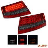 Smoked Red Full LED Tail Lights for AUDI A6 S6 4F 2004 - 2007 Pre Update Sedan, 6 pins plug only - Mars Performance