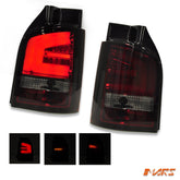 Smoked Red LED Tail lights for Volkswagen VW Transporter T5 04 - 15 with LED Indicators - Mars Performance