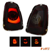 Smoked Red Tail lights with 3D Stripe Bar & LED Indicators for Mini Cooper Hatch R56 LCI 2010 - 2013 - Mars Performance